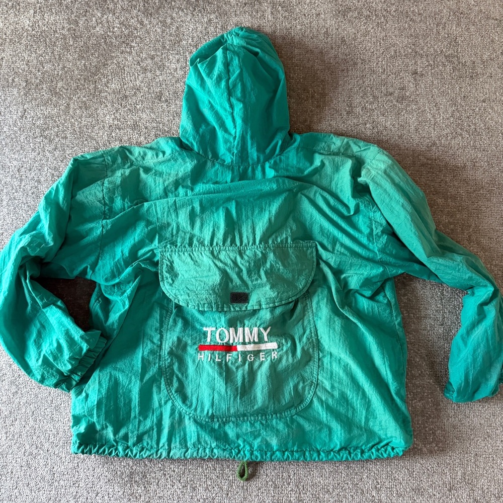 RARE Vintage 90's Tommy Hilfiger Windbreaker Zip-up Converts to Backpack Large